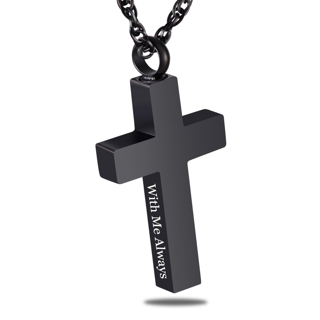 Cremation Cross Necklace for Ashes Cross Urns Locket Pendant Ashes Holder Stainless Steel Memorial Jewelry-With Me Always