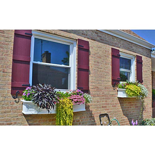 Ekena Millwork Lifetime Vinyl LJ4S14X05500BL Standard Four Board Joined, Board-n-Batten Vinyl Shutters, w/Installation Shutter-Lok's & Matching Screws (Per Pair), 14"W x 55"H, Black