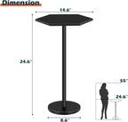 Vrisa Drink Table Small Hexagon Side Table for Small Spaces Round Pedestal Accent End Table Modern Martini Coffee Cocktail Table for Living Room, Bedroom, Sofa Couch Chair, Patio, Black
