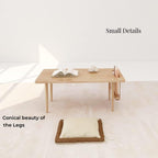 WoodShine Mid Century Modern Mini-Swing Wooden Coffee/Tea Table, Japanese Low Floor Desk, Real Solid Wood Side Tables with Storage for Home Living Room,Office,Length of 31.50 inches,Natural