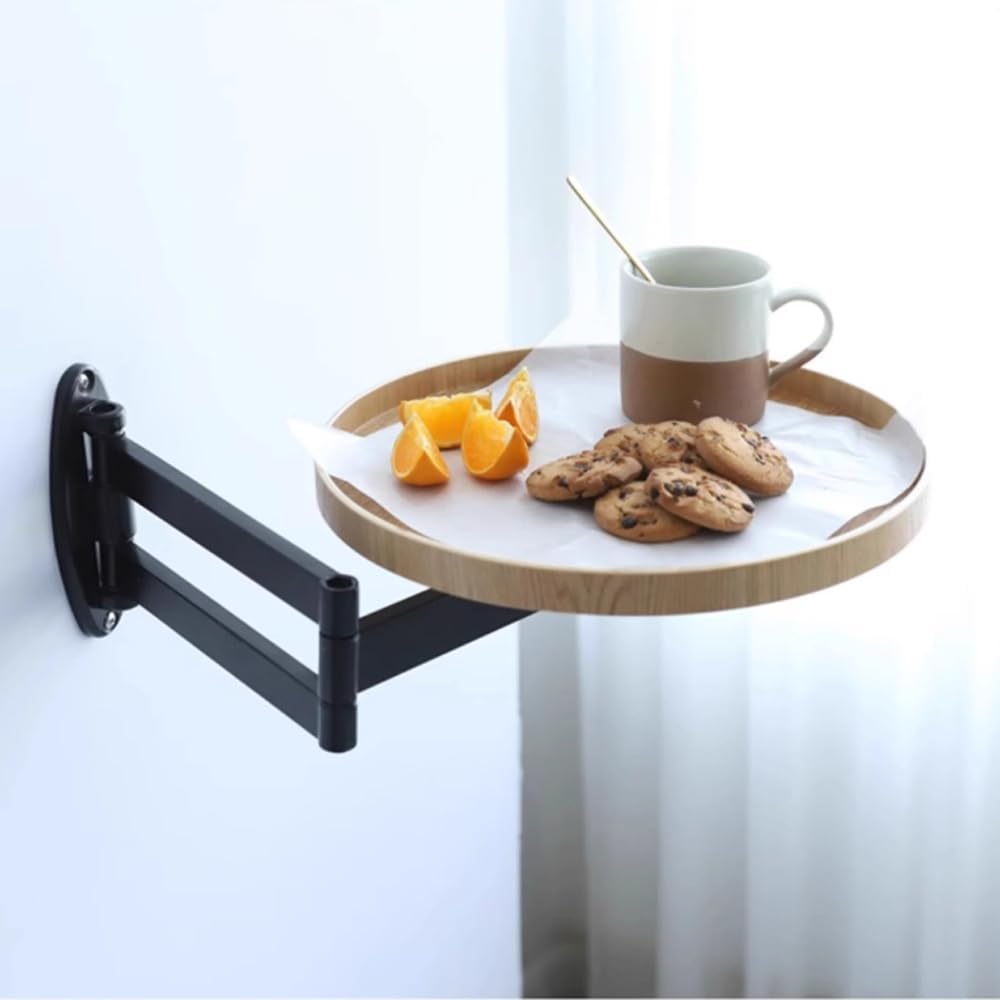 Wall Mounted Folding Table,Bedside Folding Coffee Table,Sofa Stand for Small Spaces,Supporting Stands, with Heavy - Durability Brackets，Perfect Addition to Bedside/Sofa Side/by The Desk