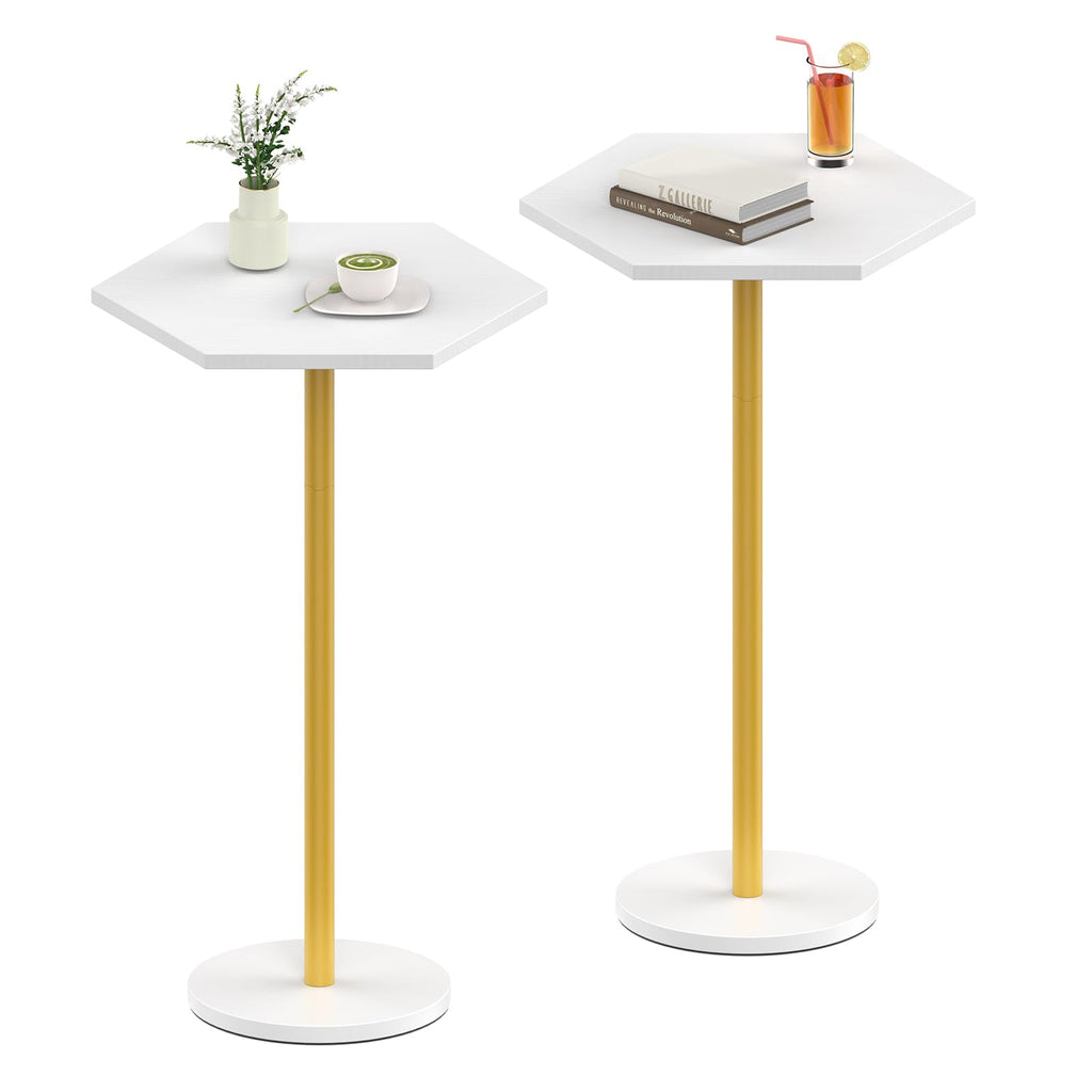 Drink Tables for Small Spaces, Black Pedestal Side Table for Couch, Modern Cocktail Martini Table, Hexagon Small Pedestal Coffee End Table for Living Room Bedroom Patio