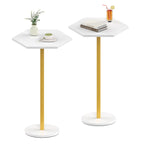 Drink Tables for Small Spaces, Black Pedestal Side Table for Couch, Modern Cocktail Martini Table, Hexagon Small Pedestal Coffee End Table for Living Room Bedroom Patio