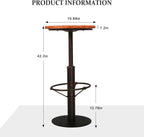 Topower Industrial Pub Table 19.7" Round Solid Pine Wood Top 42.2" Height Bar Table with Metal Base, Tall Pub Table for Kitchen, Dining Room, Coffee Shop, Copper