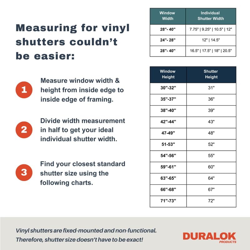 Duralok Vinyl Exterior Shutters | One Pair | Joined Board and Batten Five Vertical Boards Window Shutters | 17.5" x 64" | Primed/Paintable | Simple Installation + Hardware Included | Made in The US