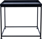 MyGift 24-inch Modern Tray Top End Table - Matte Black Metal Square Side Table or Nightstand