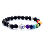 GelConnie Lava Rock Chakra Bracelet 7 Chakra 8mm Natural Stone Healing Bracelet Stress Relief Yoga Beads Anxiety Bracelet Aromatherapy Essential Oil Diffuser Bracelet Bangle