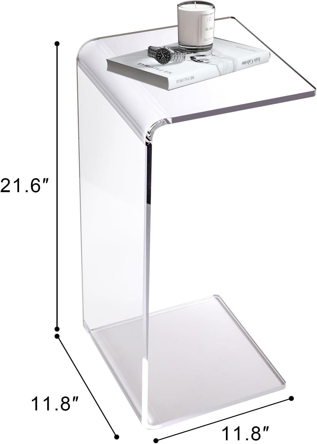 Acrylic Coffee Table for Living Room, 21in Modern Clear Coffee Table, Long End C Table for Bedroom, Dining Room, Kitchen Island, Hallway, Restaurant, Office (21.6 x 11.8 x 11.8 Inch)