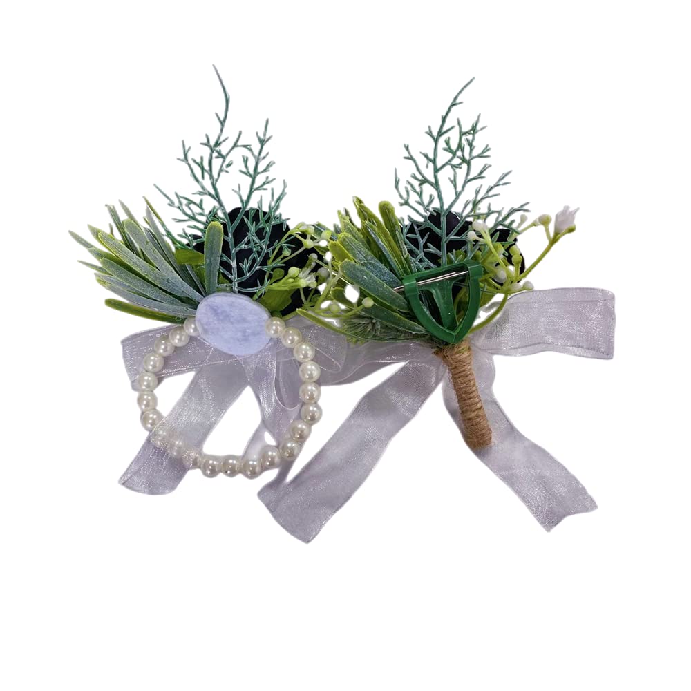 Rikyo Rose Håndledskorsage Håndledsrem Armbånd og Herre Boutonniere Sæt, Korsage til Prom, Brudens Hånd Blomst Blomster Ceremoni, Bryllupsfest Prom Dekoration, DIY Kronblade Hår Hat Krans (Sort)