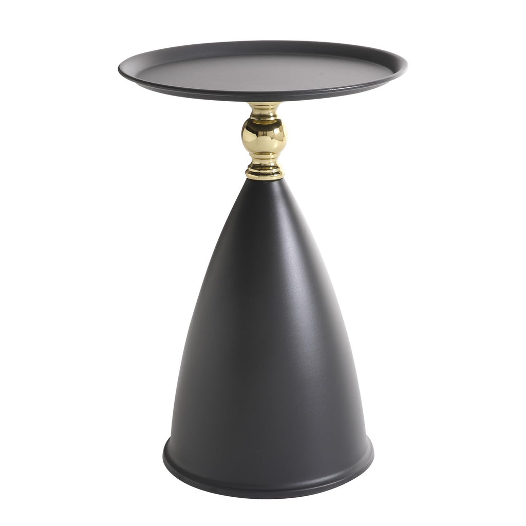 seonyou Small Round Side Table, Black Accent Modern Minimalist Metal Circle Pedestal End Table, Unique Fluted Drink Martini Tables for Small Spaces
