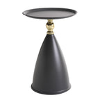 seonyou Small Round Side Table, Black Accent Modern Minimalist Metal Circle Pedestal End Table, Unique Fluted Drink Martini Tables for Small Spaces