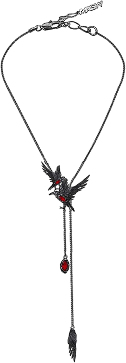 Glamorous Black Crow pendant necklace with Gothic vibe long necklace ladies fashion accessory M3357