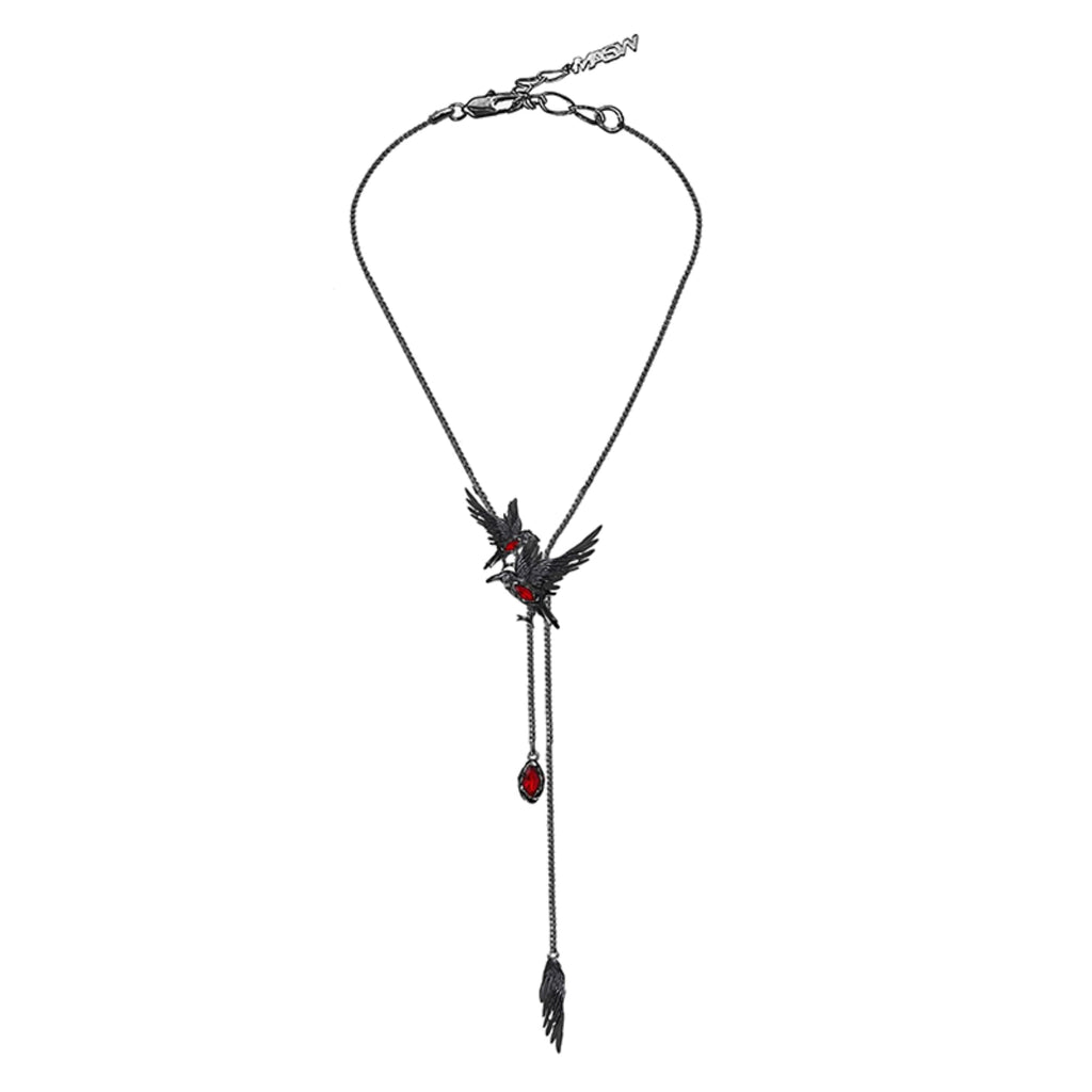 Glamorous Black Crow pendant necklace with Gothic vibe long necklace ladies fashion accessory M3357