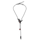 Glamorous Black Crow pendant necklace with Gothic vibe long necklace ladies fashion accessory M3357