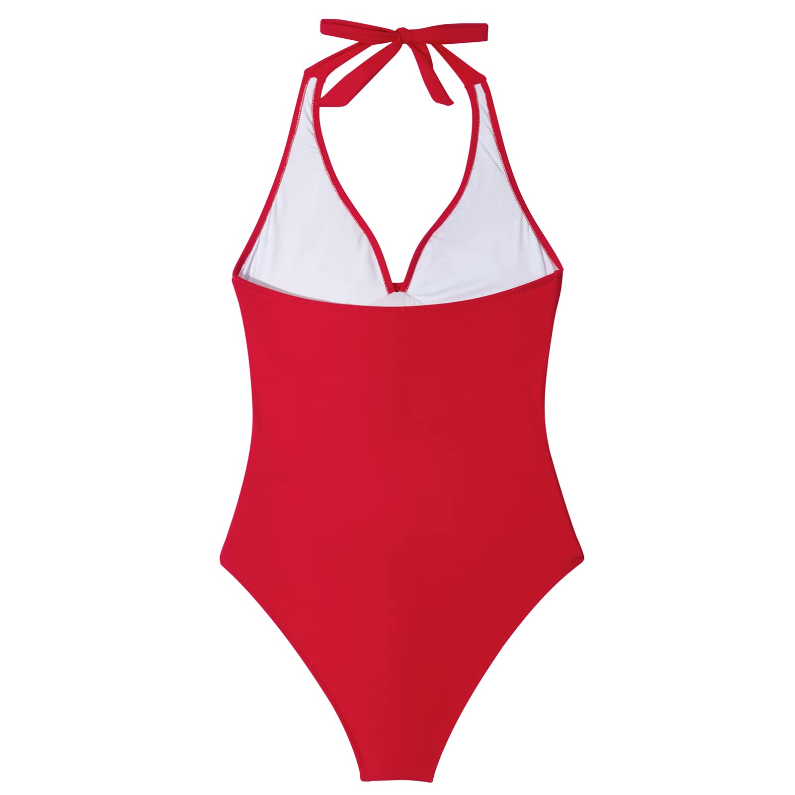 SUUKSESS Women Sexy Tummy Control One Piece Swimsuits Halter Push Up Monokini Bathing Suits (Red, L)