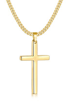 Fiusem Cross Necklace for Men and Women, Gold Plated Mens Cross Necklaces with 3.5mm Cuban Chain, Stainless Steel Pendant Chain 16-24 Inches