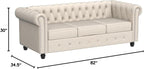 Morden Fort Classic Chesterfield Sofa Set 82'', Tufted Sofa Couch Set with Solid Wood Legs Thick Cushion, Pet-Friendly 3-Seater Sofas Couches for Living Room Bedroom Apartment - Velvet Beige