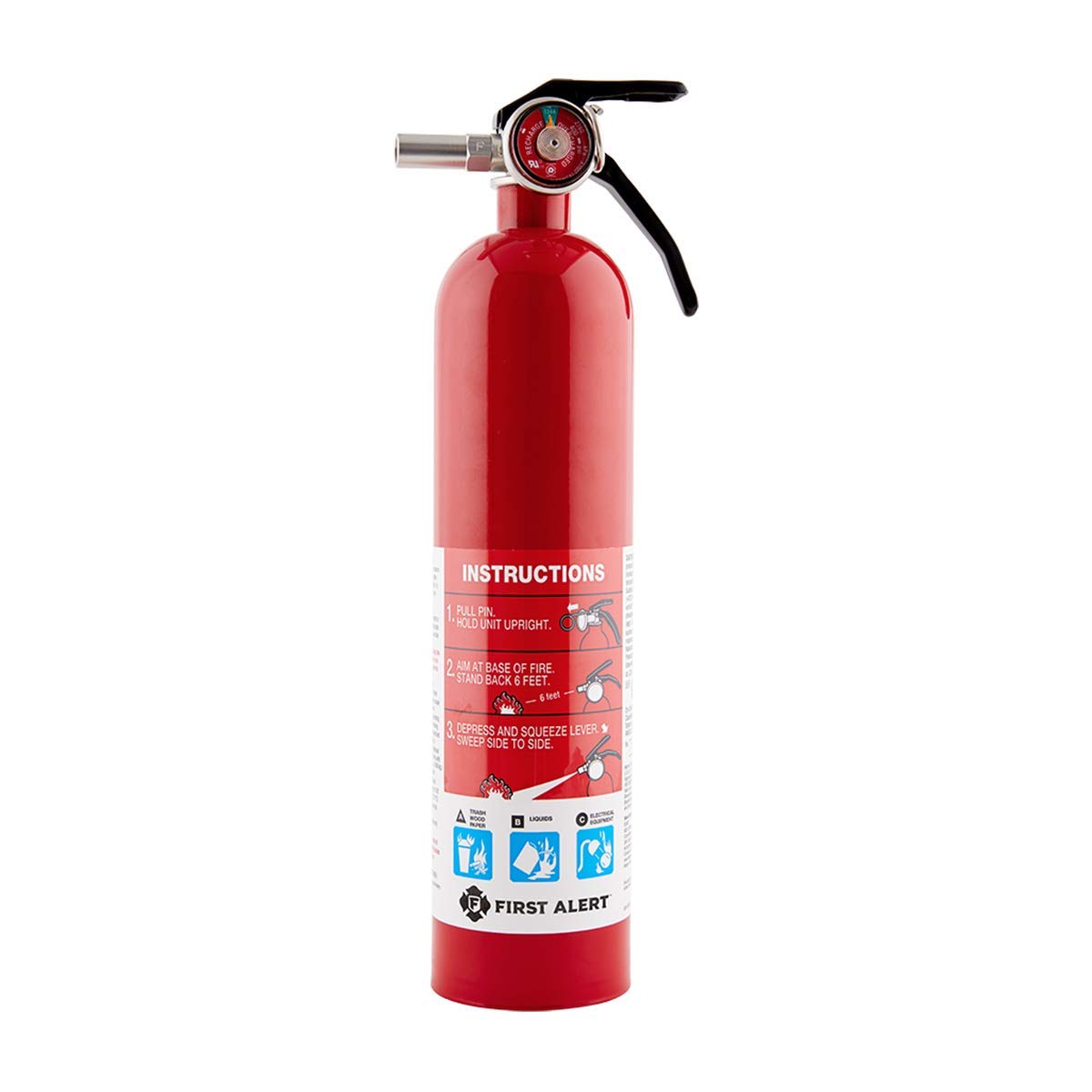 First Alert Fire Extinguisher for Home, Standard Rechargeable Compliance Unit, UL RATED 1-A:10-B:C, HOME1-4, Red, 4-Pack