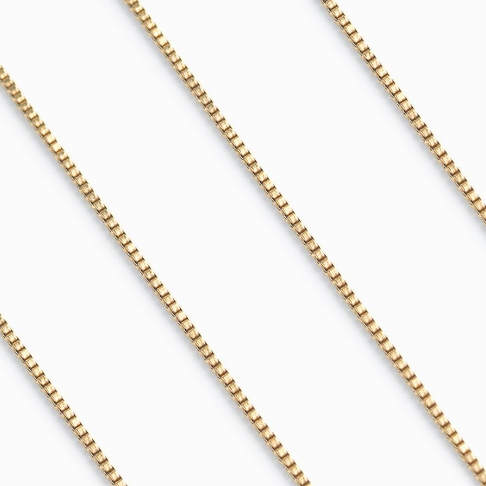 Bigonice 14K solid guldboks kæde halskæde til kvinder og mænd, guldsmykker til gave (0,6 mm, 1 mm - tilgængelig i 16-24 tommer længder) (1 mm, 20 tommer)