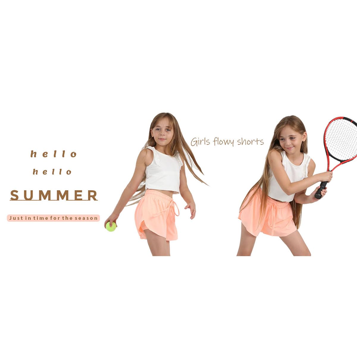 MODERN ASIR 3 Pack Girls Flowy Shorts with Spandex Liner 2-in-1 Youth Butterfly Skirts for Fitness, Running, Sports(Green 7-8years)