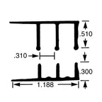 Outwater Industries' Aluminum Sliding Door Track with Mounting Leg for 1/4'' Glass or Wood Door Panels | 3 Foot Upper and Lower Track Set