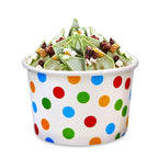 CZWESTC 50 Pcs 9oz Paper Ice Cream Cups, Disposable Dessert Bowls for Hot or Cold Food, Party Supplies Treat Cups for Sundae, Frozen Yogurt, Soup,Colored Dots