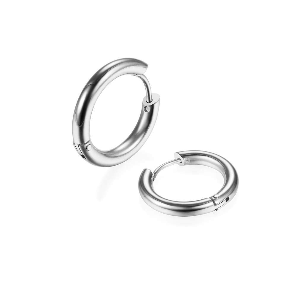 316L Surgical Stainless Steel Huggie Hoop Earrings 6mm 8mm 10mm 11mm 12mm 14mm Hypoallergenic Earrings Hoop Cartilage Helix Lobes Hinged Sleeper Earrings For Men Women
