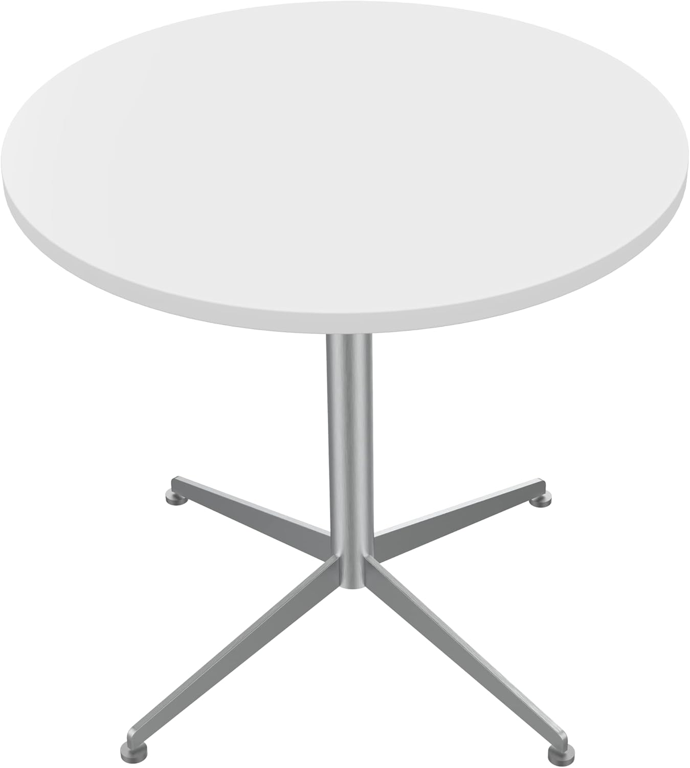 White Dining Table Round Small Office Table Conference Table Coffee Meeting Table w/Stainless Steel X-Shaped Pedestal for Office Boardroom Kitchen Living Room 31.5 inch