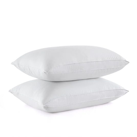 puredown® Goose Feathers and Down White Pillows with 100% Cotton Cover, Bed Sleeping Hotel Collection Pillows Set of 2, Standard Size