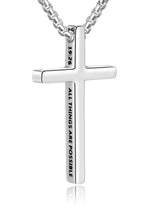 Fiusem Cross Necklace for Men, Inspirational Bible Verse Cross Chain for Men, Stainless Steel Box Necklace