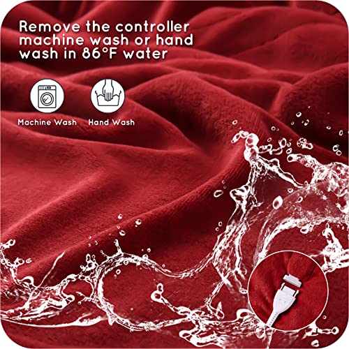 Couverture chauffante électrique DUODUO 72"x84" en polaire corail chaude avec 4 réglages de chaleur et arrêt automatique de 10 heures Protection contre la surchauffe - Gris 