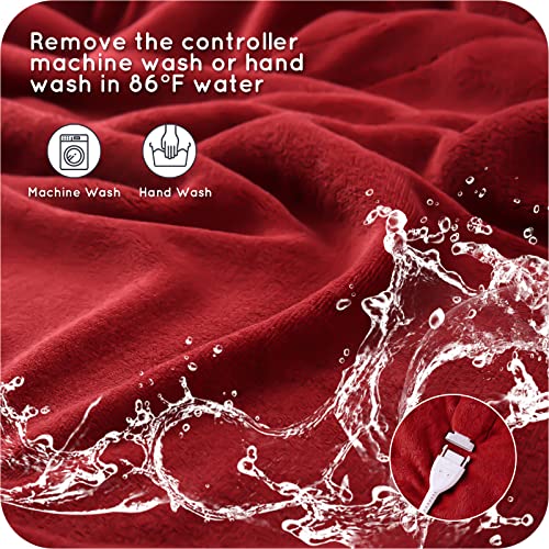 DUODUO Heated Electric Blanket 72"x84" Full Size Warm Coral Fleece with 4 Heat Settings & 10 Hours Auto Shut Off Overheating Protectsion - Grey