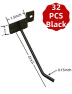 luvilly 32 Black 4 inch Heavy Duty Flat Noodles Wall Hooks - Commercial Grade Batten Hooks for Garage Store Retail displays