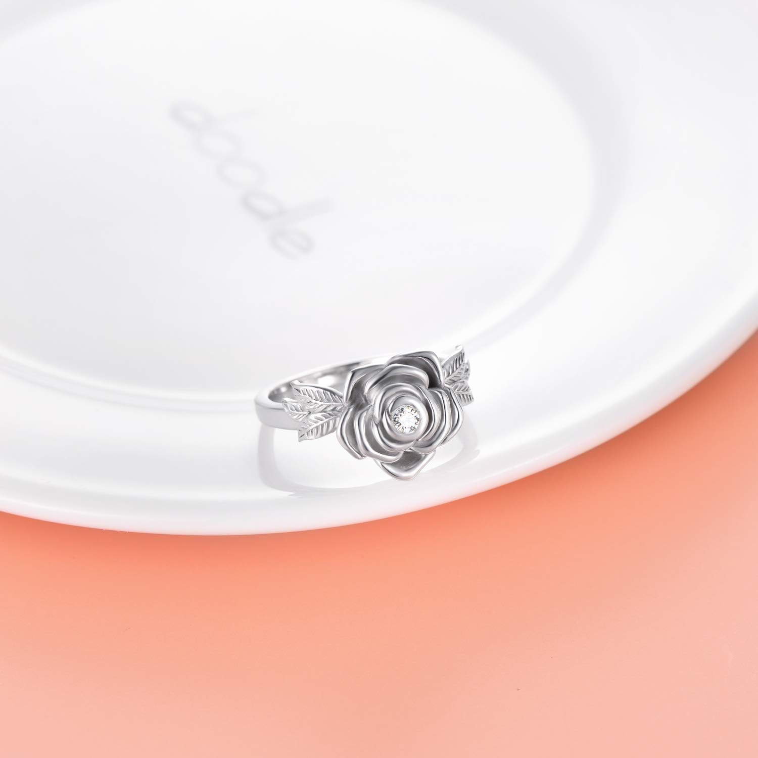 925 Sterling Silver Rose Flower Cremation Urn Ring Holds Loved Ones Ashes Cremation Keepsake Ring Jewelry Embellished with Crystals from Austria