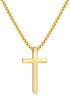 Fiusem Cross Necklace for Men, Silver/Gold/Black Mens Cross Necklaces with 2.5mm Cross Chain and Stainless Steel Cross Pendant, Box Chain 16-24 Inch