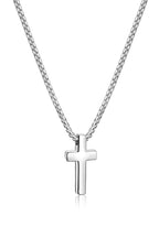 Fiusem Cross Necklace for Men, Silver/Gold/Black Mens Cross Necklaces with 2.5mm Cross Chain and Stainless Steel Cross Pendant, Box Chain 16-24 Inch
