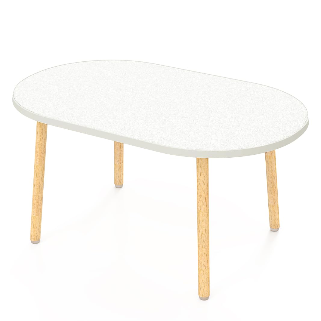 Mango Coffee Table Low Table with 4 Solid Wood Sturdy Legs, Floor Table Desk for Sitting on The Floor, Storage and Living Room Furniture (White)