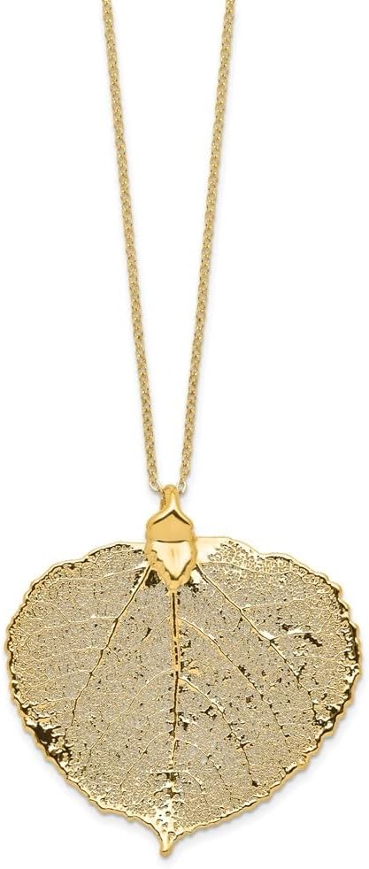 24K Gold Dipped Aspen Leaf Gold-tone Necklace 20"
