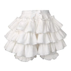 Women Lolita Bloomers Teens Cute Maid Tiered Ruffle Bloomer Shorts Kawaii Fuzzy Fluffy Pumpkin Pants Pettipants