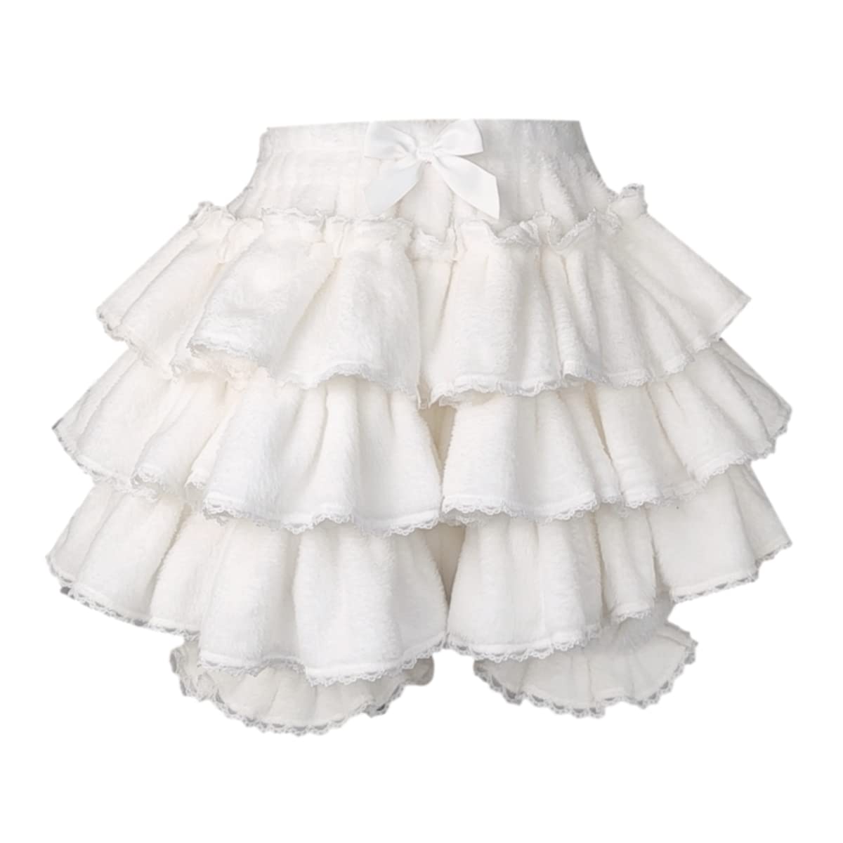 Women Lolita Bloomers Teens Cute Maid Tiered Ruffle Bloomer Shorts Kawaii Fuzzy Fluffy Pumpkin Pants Pettipants