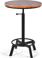 LOKKHAN Adjustable Swivel Bar Table 30"-35.4" Round Wood Tabletop 23.6" Dia, Rustic Industrial Kitchen Dining Living Party Office Coffee Bistro Breakfast Pub Table,Space-Saving