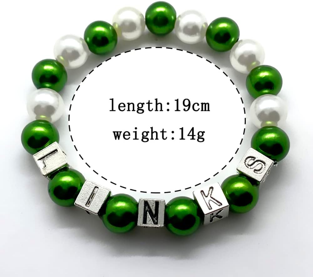 Youngsome The links incorporated Inc sorority symbol metal letter bead tag green imitation pearl bracelet