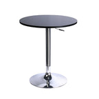Leopard MDF Round Top Not Adjustable (41 INCHES Height) Bar Table, Pub Table with Silver Leg and Base (White)