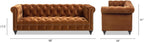 Jennifer Taylor Home Alto 88" Performance Velvet Tufted Chesterfield Sofa in Burnt Orange