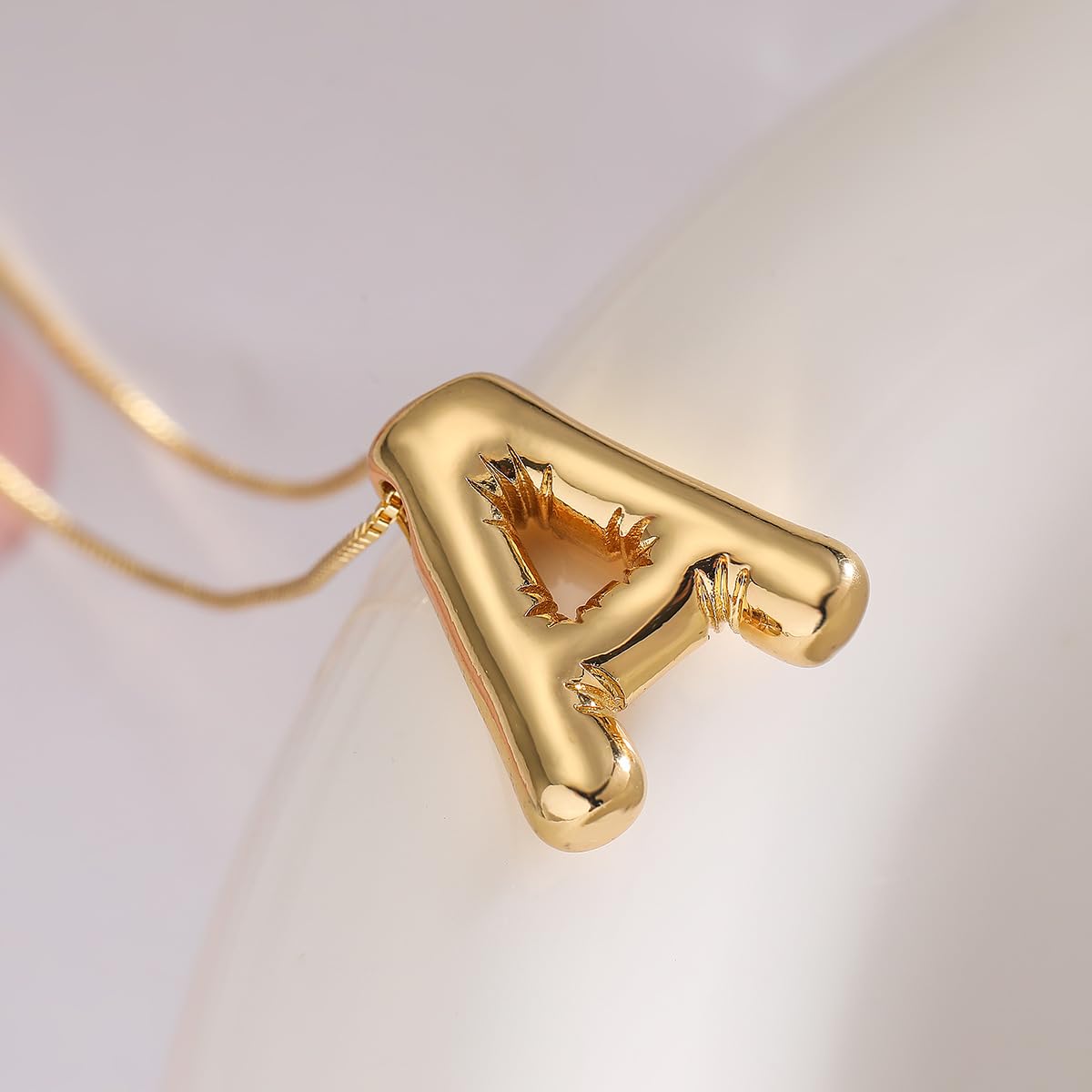 MTINEAPS Gold Initial Necklaces for Women Teens Gifts Trendy Stuff Bubble Letter Pendant Necklaces Gold Jewelry Birthday Gifts for Women Teen Her Mom Sister A