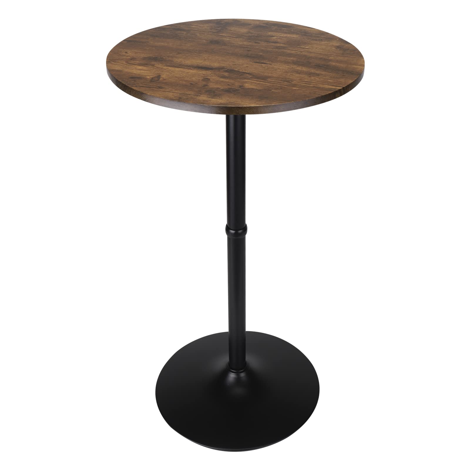 Leopard MDF Round Top Not Adjustable (41 INCHES Height) Bar Table, Pub Table with Silver Leg and Base (White)