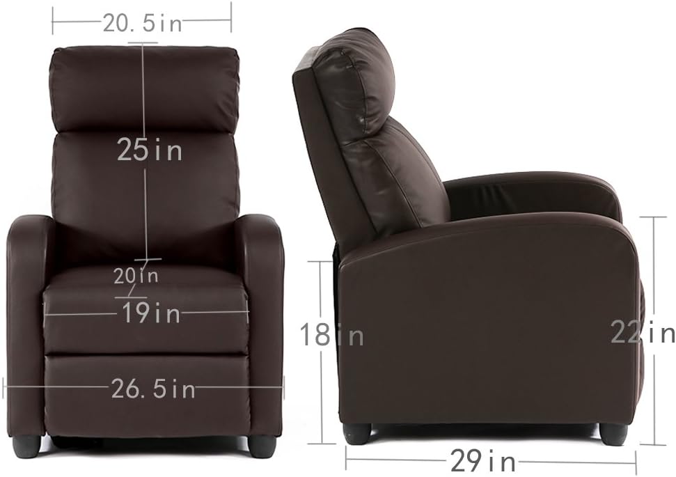 FDW Recliner Chair Reclining Sofa Leather Chair Home Theater Seating Lounge with Padded Seat Backrest