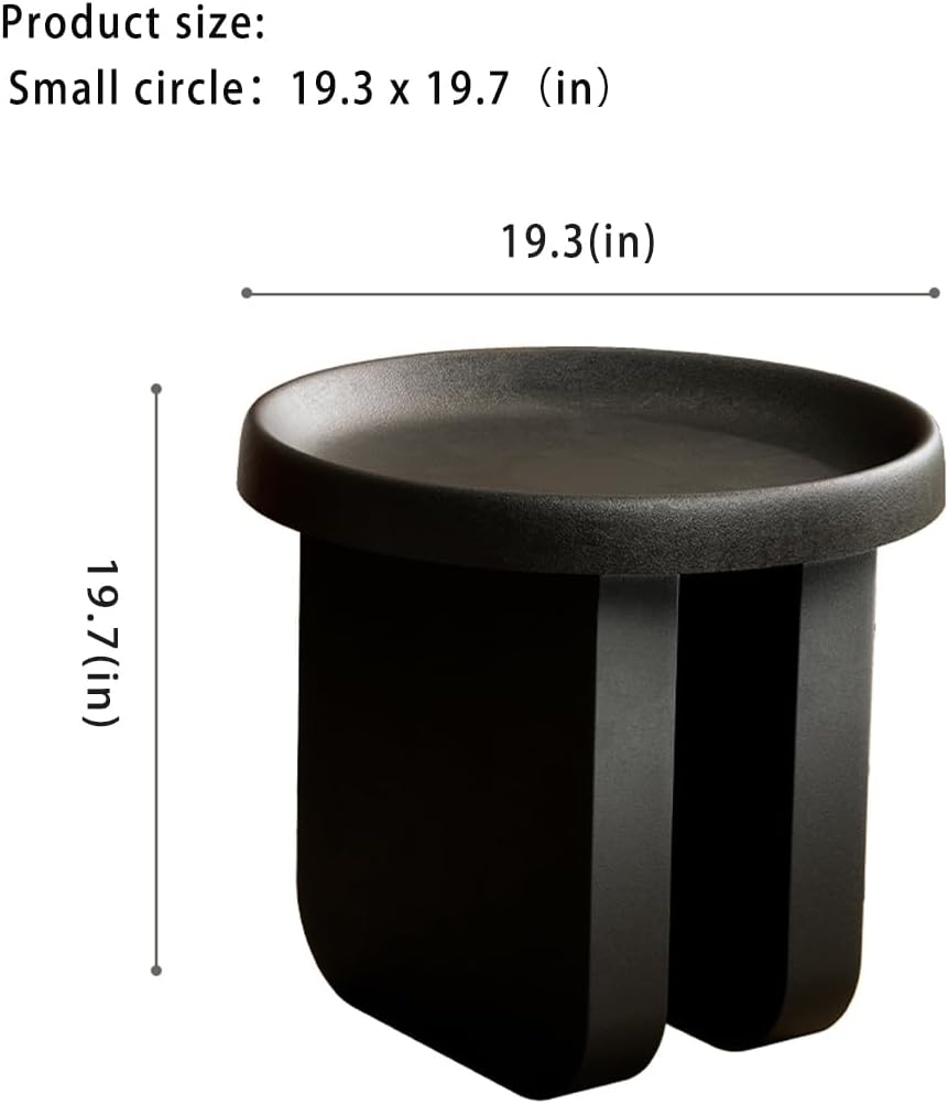 Round Side Table, Modern end Table,Metal Accent Table,Small Coffee Table,Unique Circle Accent Table for Living Room,Bedroom (Black, Small Circle：19.3 x 19.7（in）)