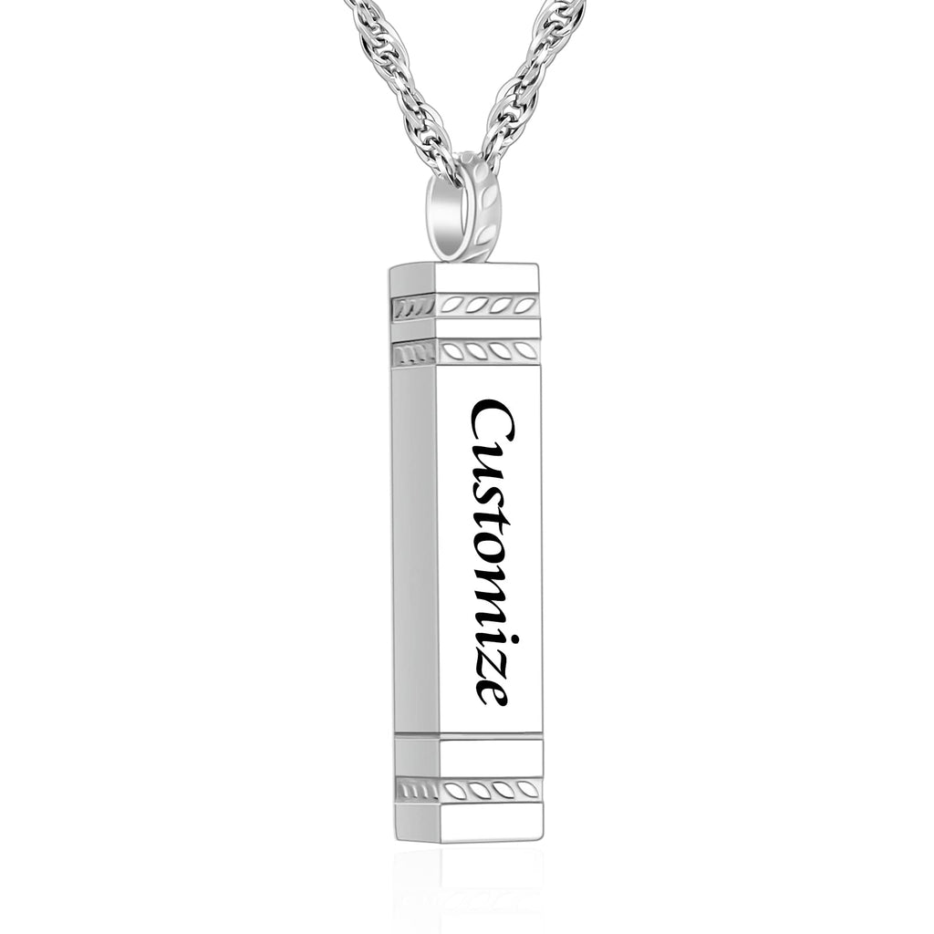 abooxiu Urn Necklace for Ashes Memorial Cremation Jewelry for Ashes Stainless Steel Ashes Jewelry Cube Ashes Necklace Bar Urn Pendant for Women Men