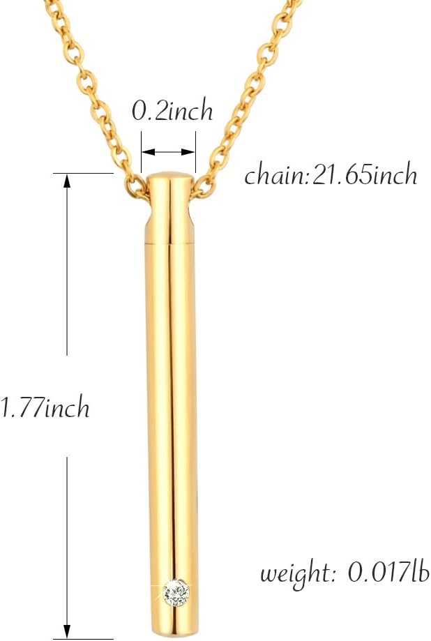 XIUDA Urn Necklace for Ashes Stainless Steel Cremation Necklace with Crystal Memorial Pendant Necklace